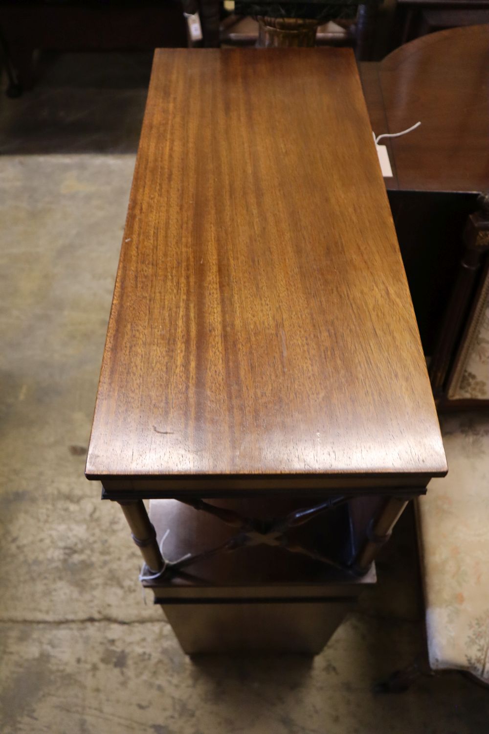 A reproduction Regency style mahogany chiffonier, width 68cm depth 30cm height 102cm